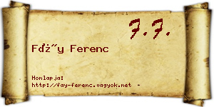 Fáy Ferenc névjegykártya